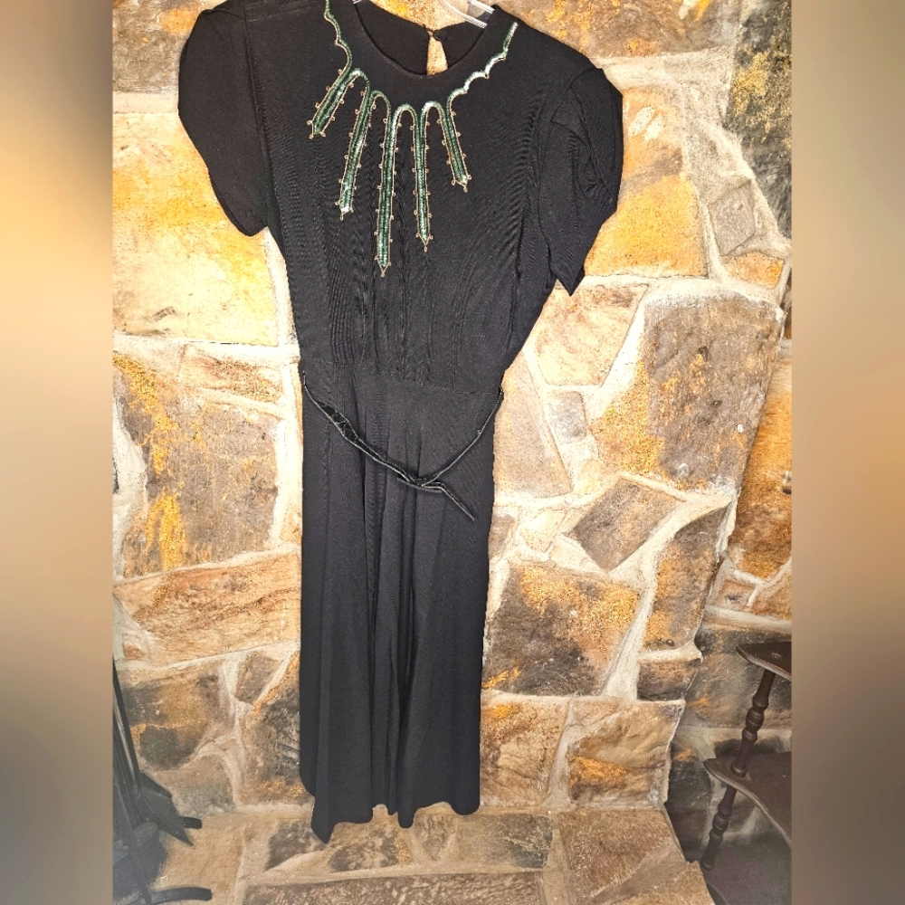 1940's handmade sequin highlites dress with belt